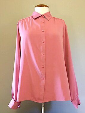 Outline K-Fashion Acubi Pink Slinky Pleated Shirt Office Siren - 14